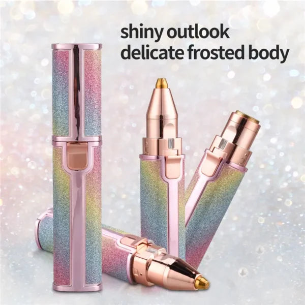 ماكينة حلاقة كهربائية 2 في 1 للنساء قابلة لإعادة الشحن لإزالة شعر الوجه والحواجب بدون ألم - Rasoir Électrique 2-en-1 Femme Rechargeable Épilateur Facial & Sourcils Indolore