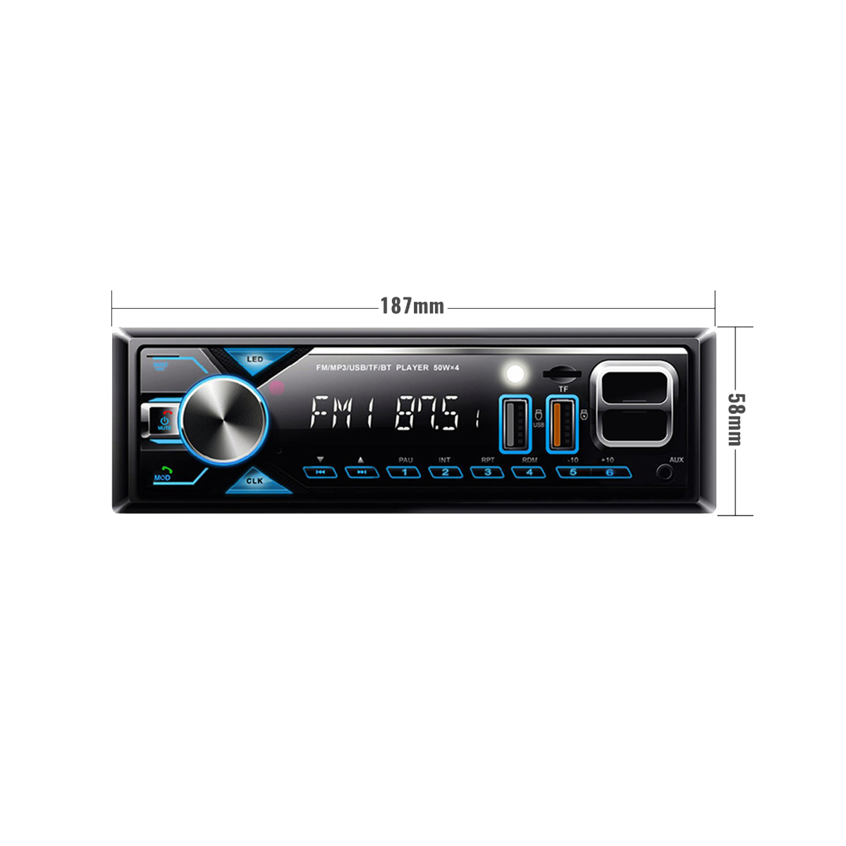 راديو سيارة 1DIN بلوتوث مع حامل هاتف مدمج FM/SD/TF/2USB 12V - Autoradio 1DIN Bluetooth avec Support Téléphone Intégré FM/SD/TF/2USB 12V