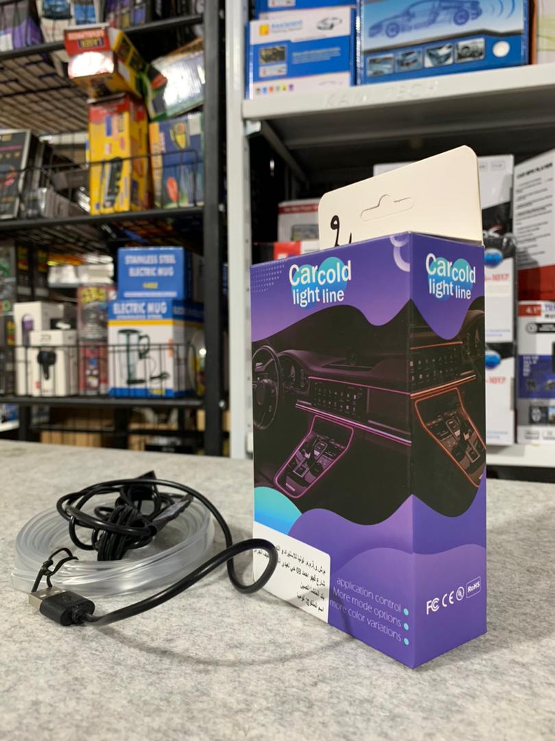 شريط إضاءة LED ألياف بصرية RGB USB لداخل السيارة 2 متر - Bande Lumineuse LED Fibre Optique RGB USB Intérieur Voiture 2M