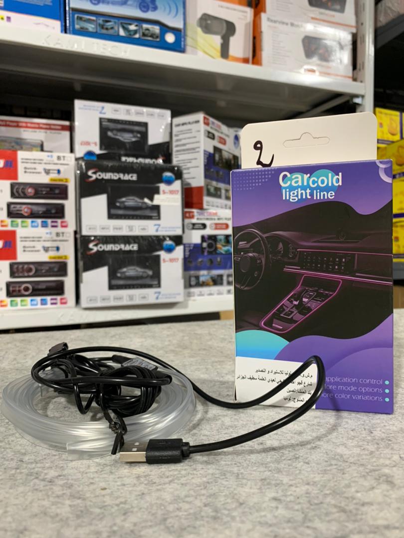 شريط إضاءة LED ألياف بصرية RGB USB لداخل السيارة 2 متر - Bande Lumineuse LED Fibre Optique RGB USB Intérieur Voiture 2M