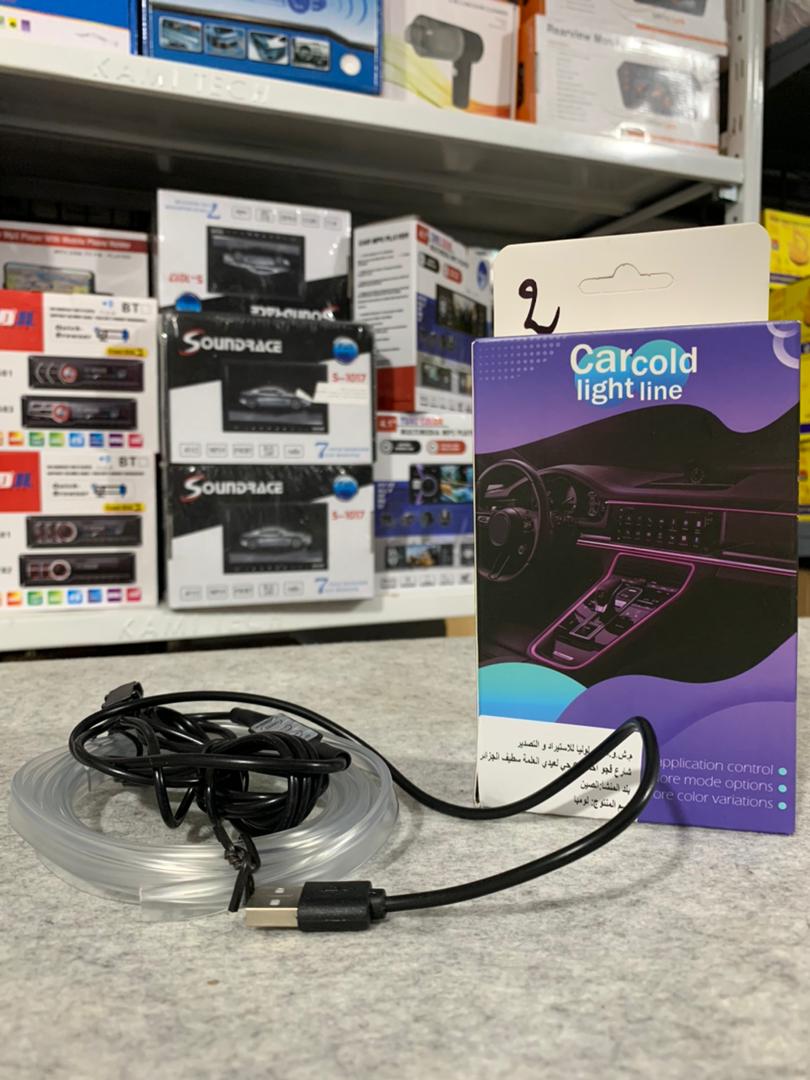 شريط إضاءة LED ألياف بصرية RGB USB لداخل السيارة 2 متر - Bande Lumineuse LED Fibre Optique RGB USB Intérieur Voiture 2M