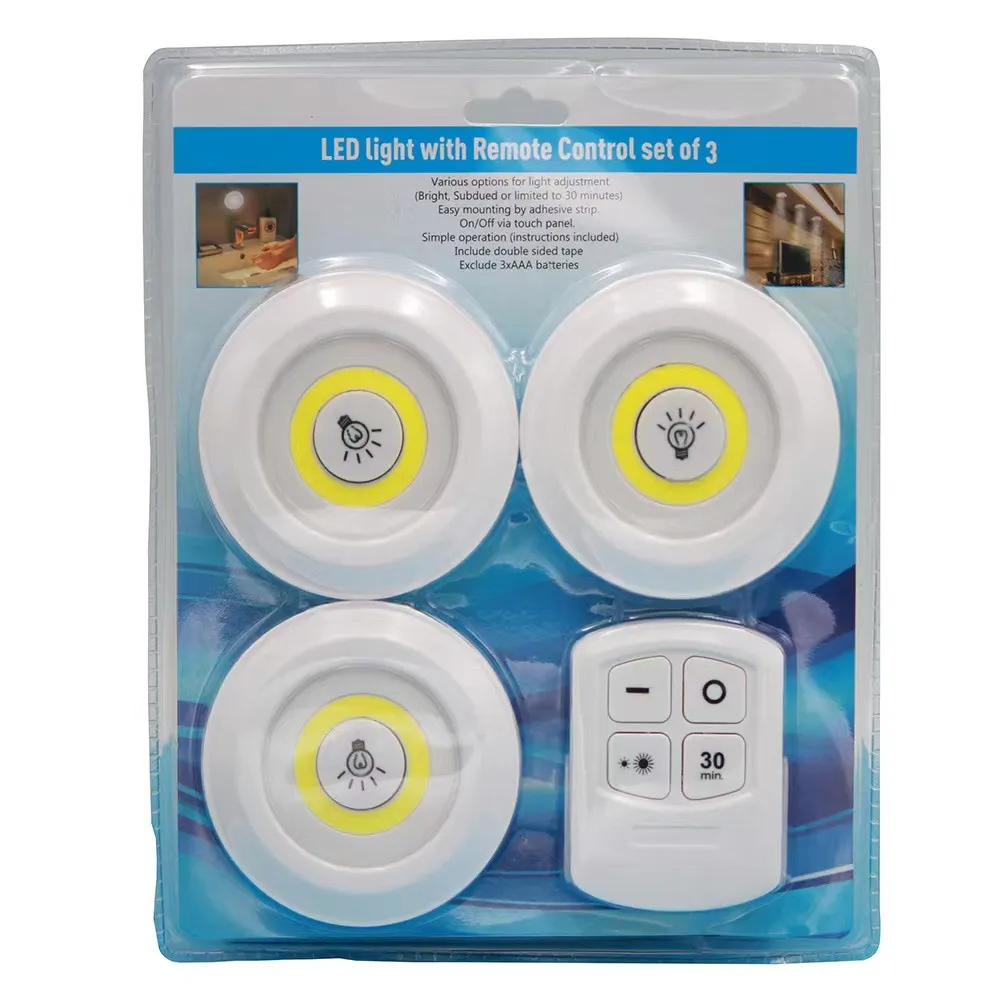طقم 3 لمبات LED لاسلكية مع ريموت تحكم - Kit 3 Lampes LED Sans Fil avec Télécommande
