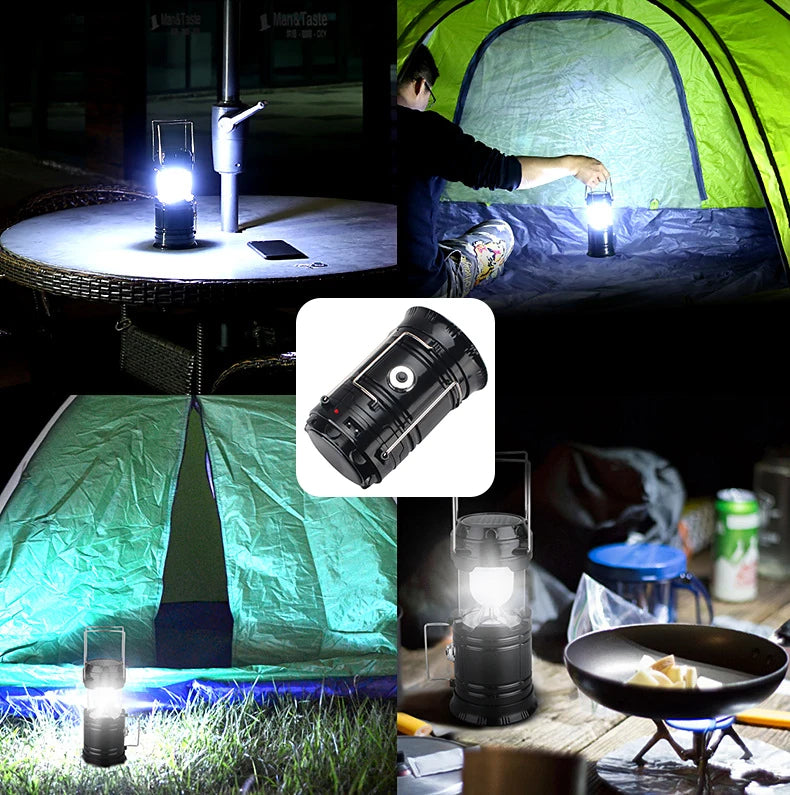 مصباح تخييم 2 في 1 قابل للطي يعمل بالطاقة الشمسية YD-3589 - Lampe de Camping 2IN1 Rechargeable Solaire Pliable YD-3589