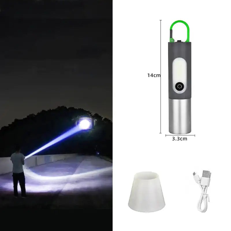 Lampe de poche LED zoomable 4 modes, Rechargeables 1800mAh