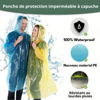 Poncho à capuche Transparent imperméable Pour Adulte protection d’urgence