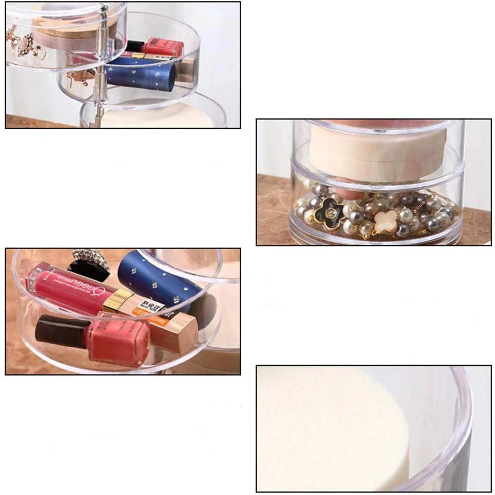 منظم مجوهرات دوار 360° كريستال أكريليك مع قفل - Organisateur de Bijoux Rotatif 360° en Cristal Acrylique avec Serrure