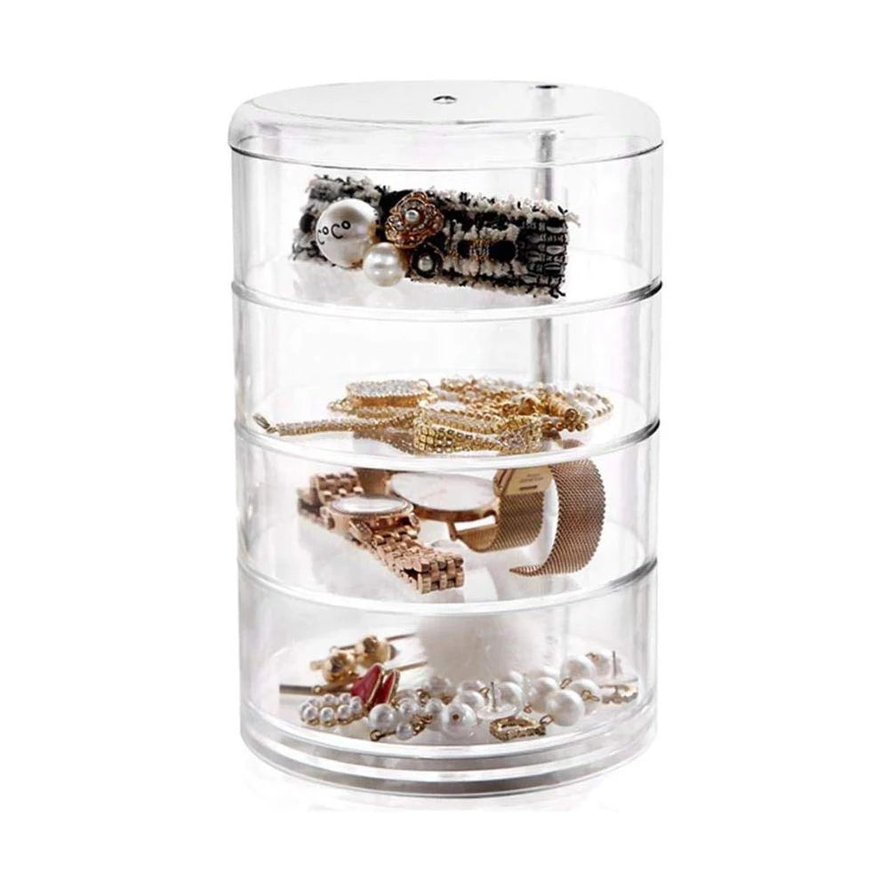 منظم مجوهرات دوار 360° كريستال أكريليك مع قفل - Organisateur de Bijoux Rotatif 360° en Cristal Acrylique avec Serrure