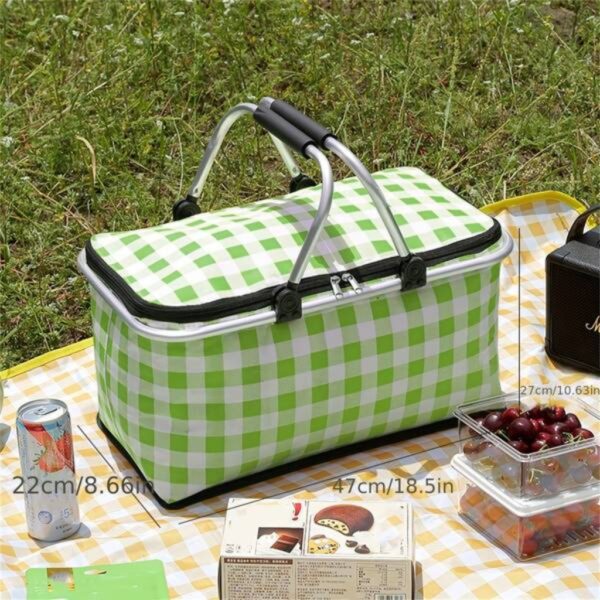 حقيبة طعام حرارية قابلة للطي للنزهات والتخييم - Panier pique-nique isotherme pliable portable avec poignée alu