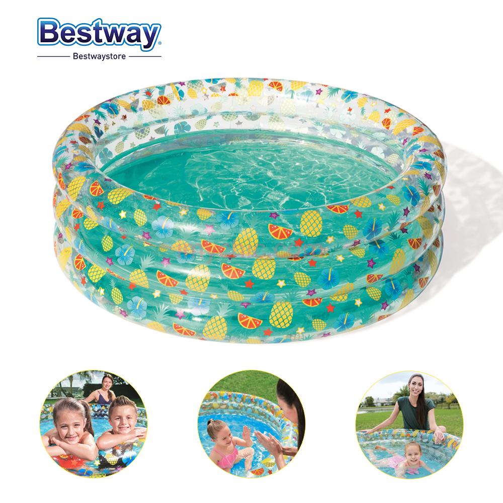 مسبح دائري قابل للنفخ 3 حلقات بتصميم فواكه للأطفال Bestway 51048 - Piscine Ronde Gonflable 3 Anneaux Fruits Enfants Bestway 51048