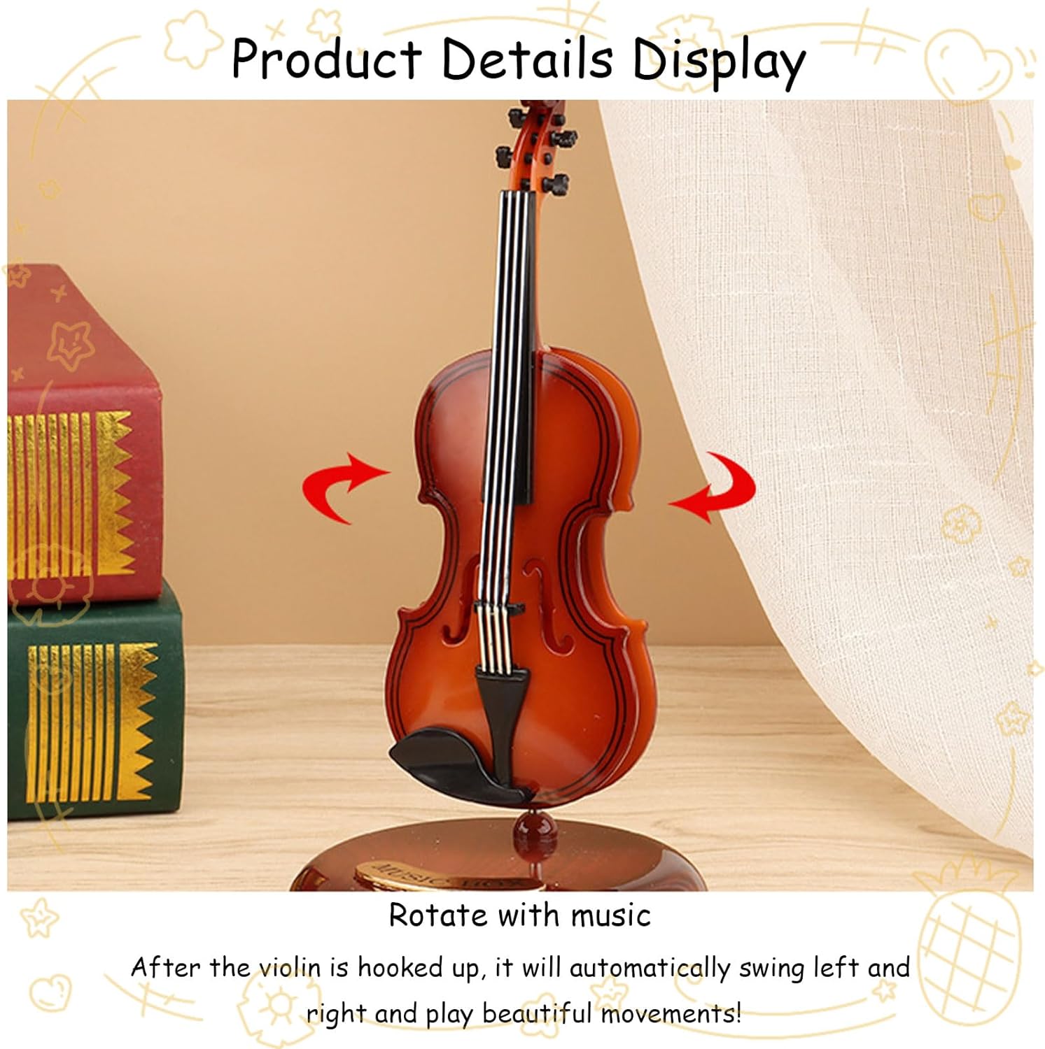 كمان صغير صندوق موسيقى ديكور - Mini Violon Boîte à Musique Décorative Rétro