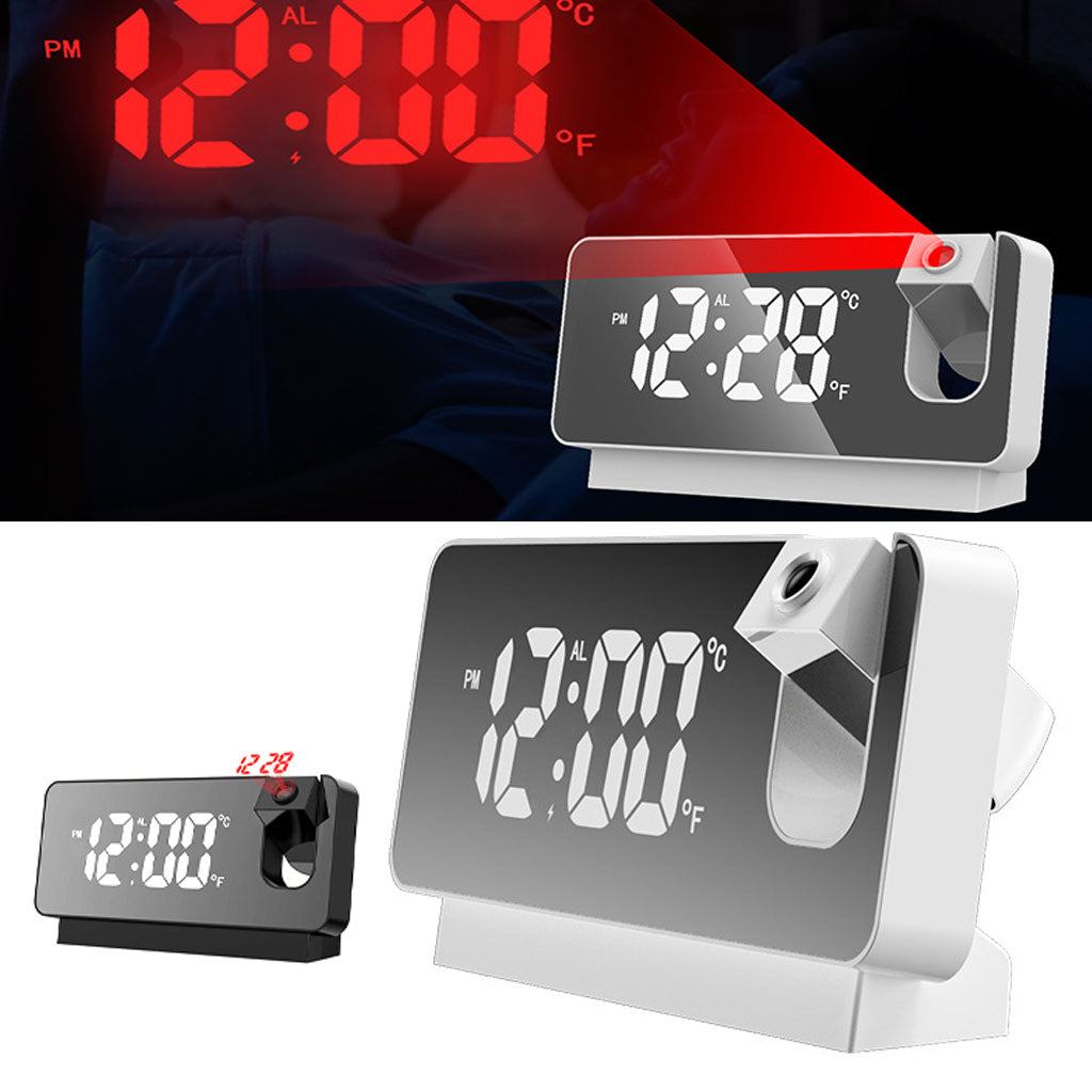 ساعة منبه رقمية LED ذكية مع جهاز عرض 180° ودرجة حرارة USB - Réveil Numérique LED Intelligent avec Projecteur 180° Température USB