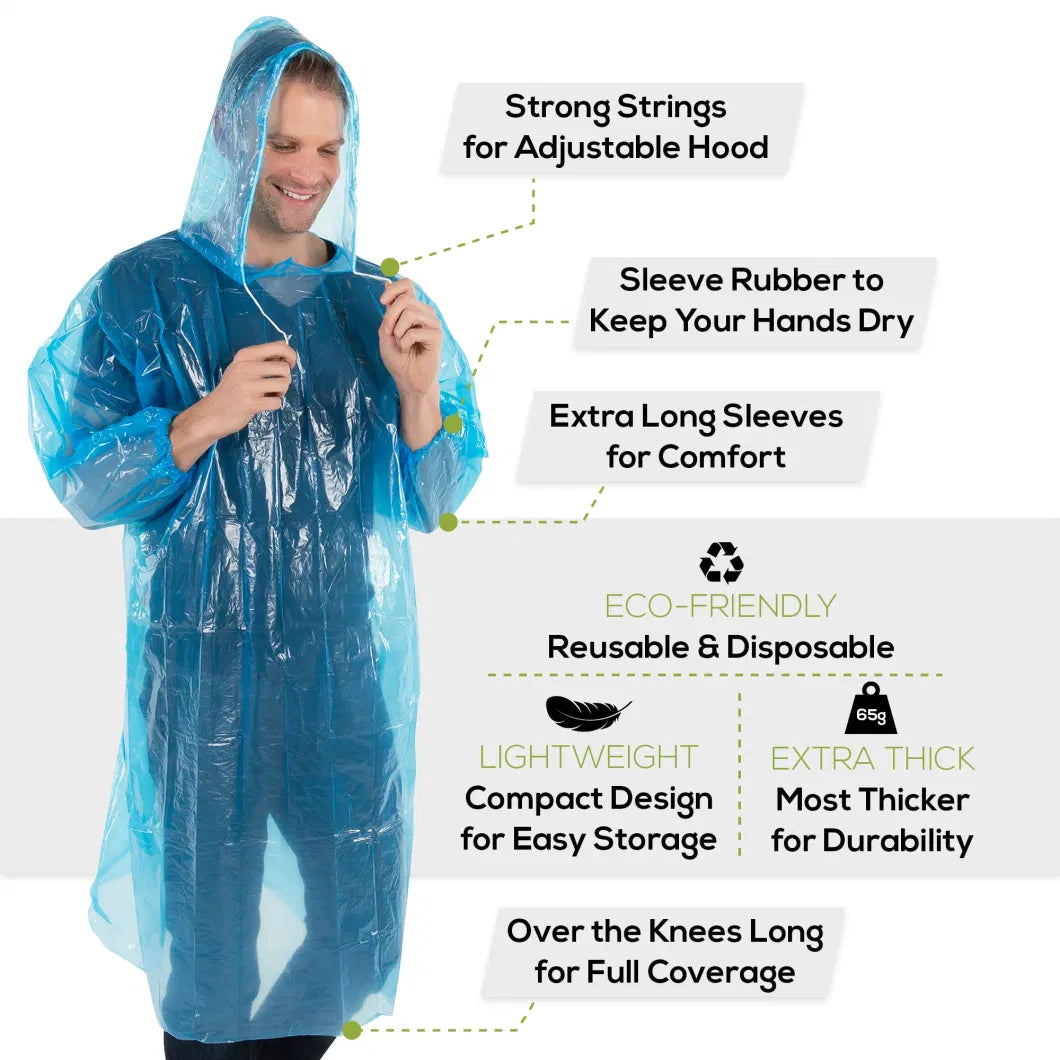 Poncho à capuche Transparent imperméable Pour Adulte protection d’urgence
