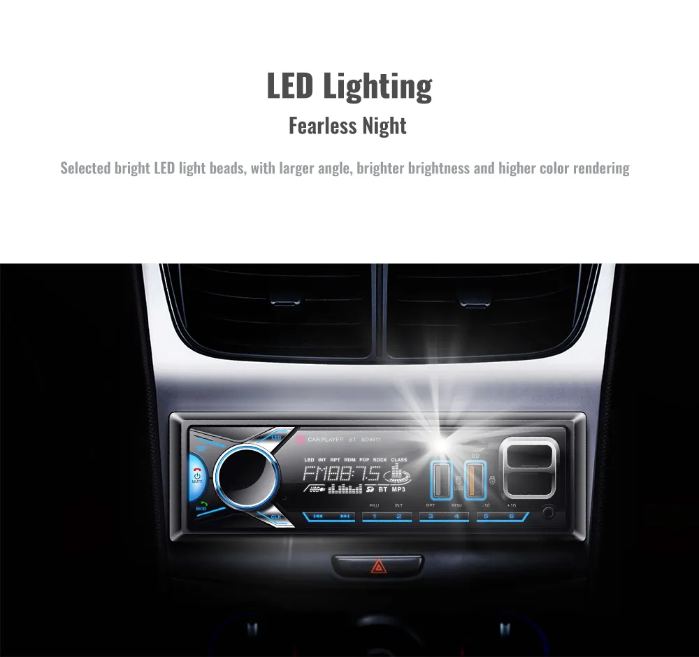 راديو سيارة 1DIN بلوتوث مع حامل هاتف مدمج FM/SD/TF/2USB 12V - Autoradio 1DIN Bluetooth avec Support Téléphone Intégré FM/SD/TF/2USB 12V