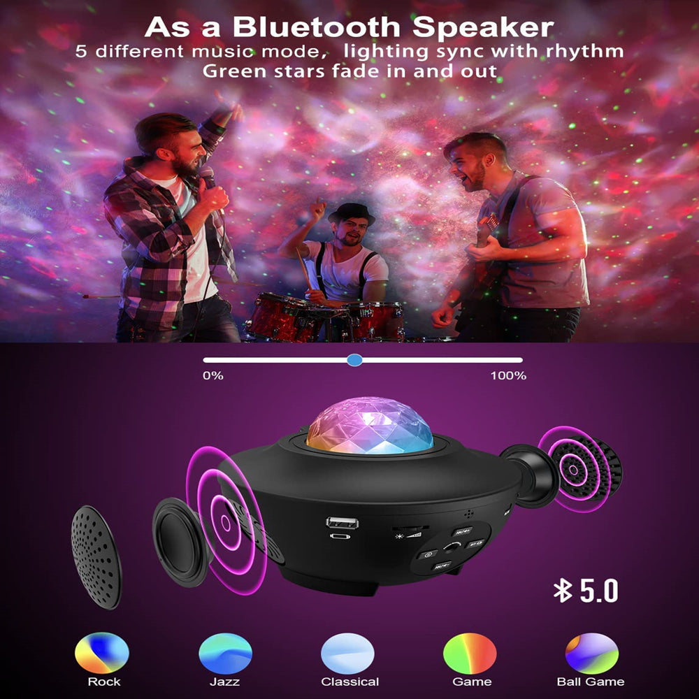جهاز عرض النجوم المجرة 3D ليزر بلوتوث + مكبر صوت USB - Projecteur Galaxie Étoiles 3D Laser Bluetooth + Haut-parleur USB