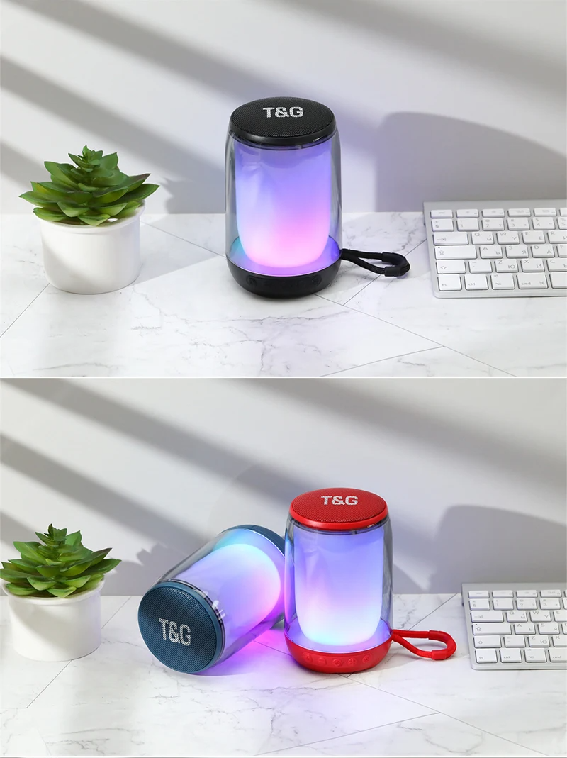T&G Haut-parleur Bluetooth 5.3 à pulsation d'ambiance LED RGB