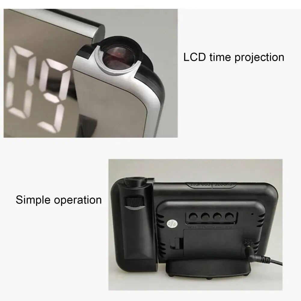 منبه رقمي ذكي Quickdz Shop مع بروجيكتور 180°، عرض حرارة، USB وغفوة DS-8590L - Réveil Numérique Intelligent Quickdz Shop avec Projecteur 180°, Température, USB & Snooze DS-8590L