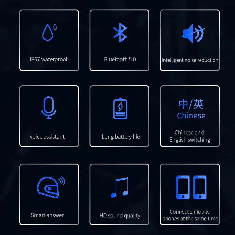 Écouteurs de moto sans fil Bluetooth 5.0 étanche FM GPS deux côtés BT12