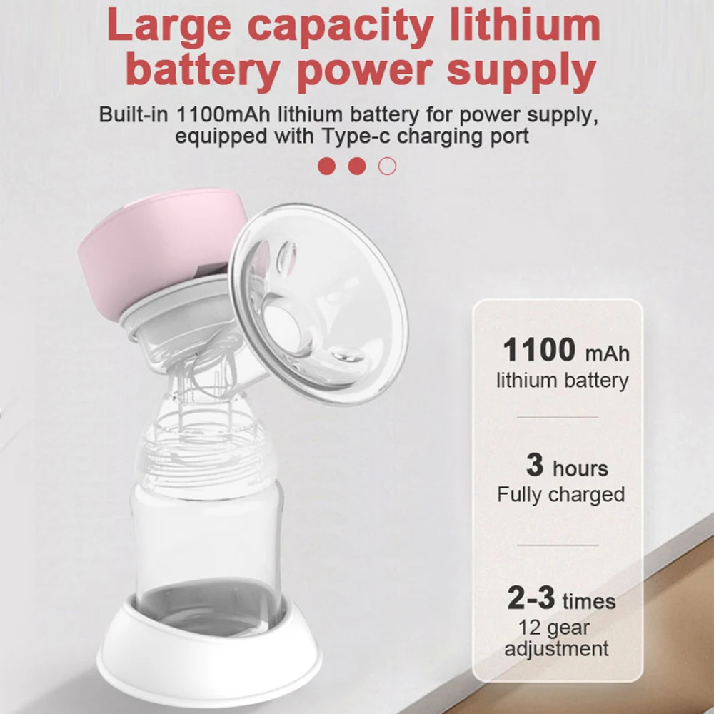 Tire-lait Électrique Intégré Mains Libres pour Allaitement, 4 Modes et 12 Réglables, Faible Bruit MY-374