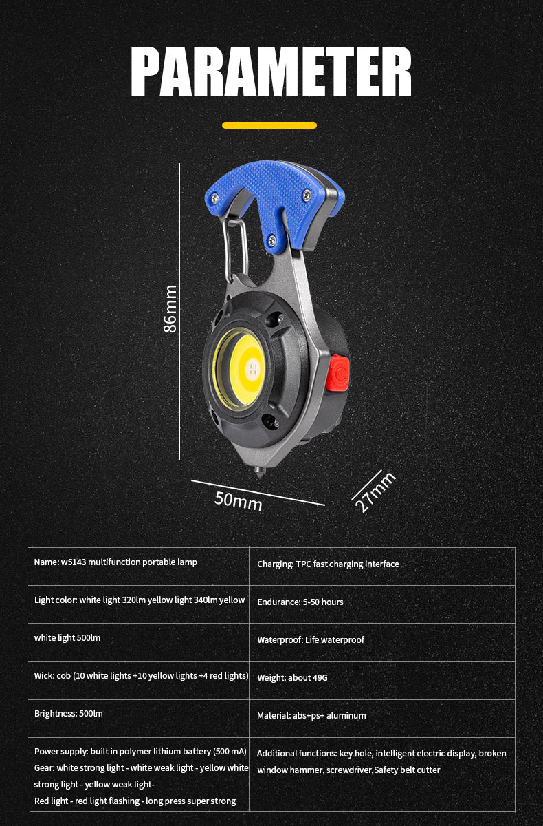 مصباح يدوي LED متعدد الوظائف مقاوم للماء قابل لإعادة الشحن | Quickdz Shop - Lampe de Poche LED Multifonctionnelle Étanche Rechargeable | Quickdz Shop