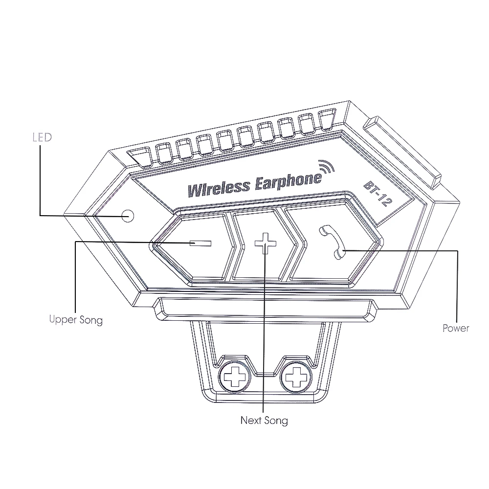 Écouteurs de moto sans fil Bluetooth 5.0 étanche FM GPS deux côtés BT12