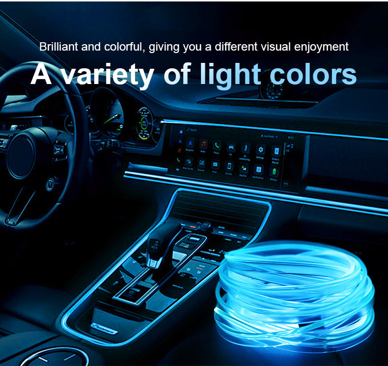 شريط إضاءة LED ألياف بصرية RGB USB لداخل السيارة 2 متر - Bande Lumineuse LED Fibre Optique RGB USB Intérieur Voiture 2M