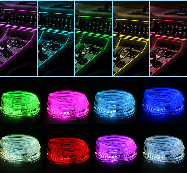 شريط إضاءة LED ألياف بصرية RGB للسيارة 12V - Quickdz Shop - Bande Lumineuse LED Fibre Optique RGB 12V pour Intérieur Voiture - Quickdz Shop