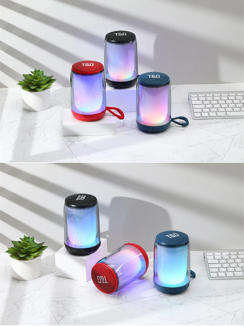 T&G Haut-parleur Bluetooth 5.3 à pulsation d'ambiance LED RGB