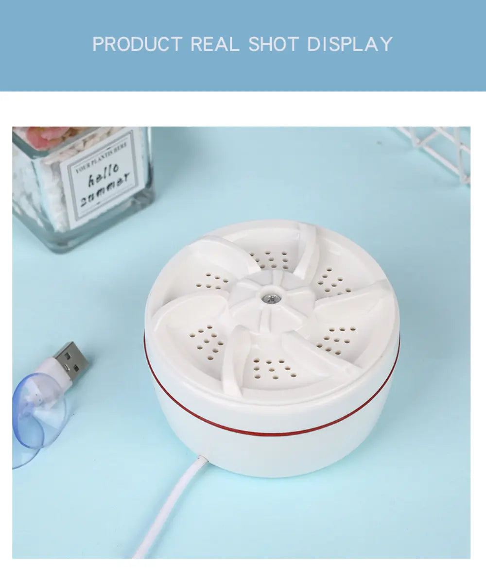 غسالة توربو صغيرة محمولة بالموجات فوق الصوتية USB - Quickdz Shop - Mini Machine à Laver Portable Ultrasons USB 2-en-1 - Quickdz Shop
