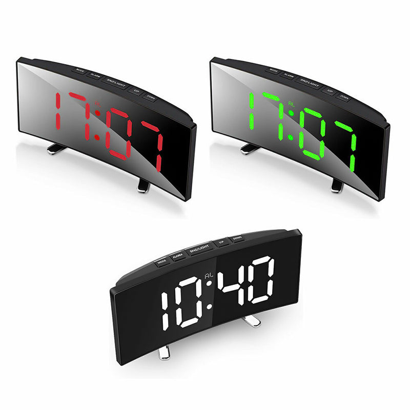 ساعة منبه رقمية LED عصرية DT-6507 - شاشة مرآة منحنية - Horloge Réveil Numérique LED DT-6507 - Écran Miroir Incurvé