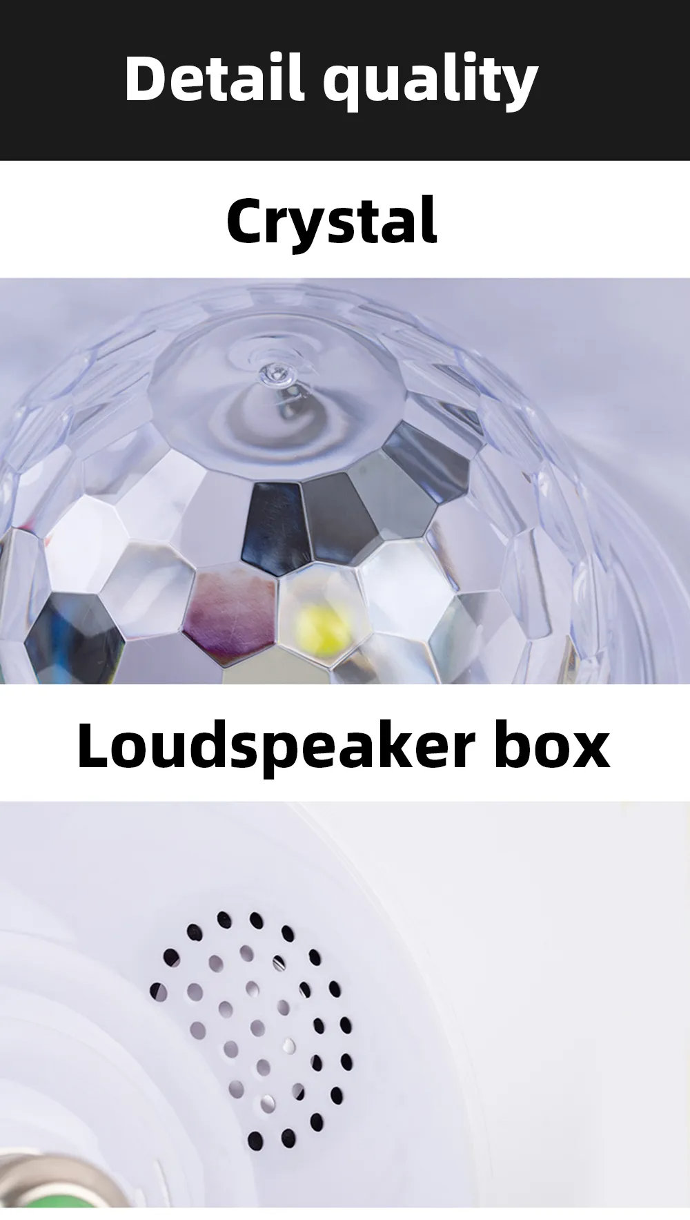 كرة ديسكو كريستال UFO موسيقى بلوتوث LED RGB E27 - Boule Magique Cristal UFO Musique Bluetooth LED RGB E27