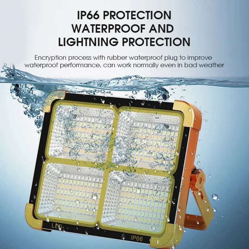 مصباح تخييم شمسي 1000W متعدد الوظائف Quickdz Shop - Projecteur Solaire Rechargeable 1000W Power Bank Quickdz Shop