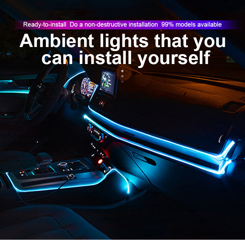 شريط إضاءة LED ألياف بصرية RGB USB لداخل السيارة 2 متر - Bande Lumineuse LED Fibre Optique RGB USB Intérieur Voiture 2M