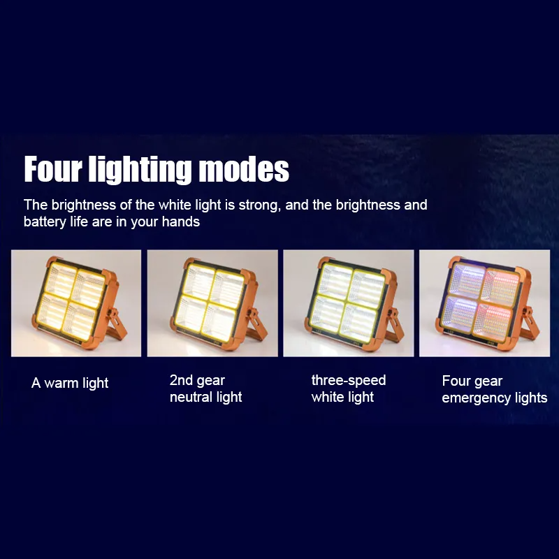 مصباح تخييم شمسي 1000W متعدد الوظائف Quickdz Shop - Projecteur Solaire Rechargeable 1000W Power Bank Quickdz Shop