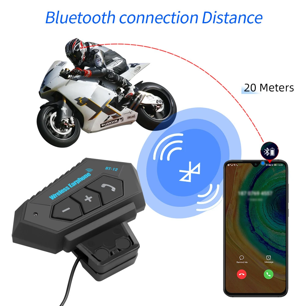 Écouteurs de moto sans fil Bluetooth 5.0 étanche FM GPS deux côtés BT12