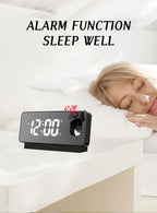 ساعة منبه رقمية LED ذكية مع جهاز عرض 180° ودرجة حرارة USB - Réveil Numérique LED Intelligent avec Projecteur 180° Température USB