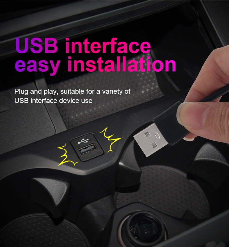 شريط إضاءة LED ألياف بصرية RGB USB لداخل السيارة 2 متر - Bande Lumineuse LED Fibre Optique RGB USB Intérieur Voiture 2M