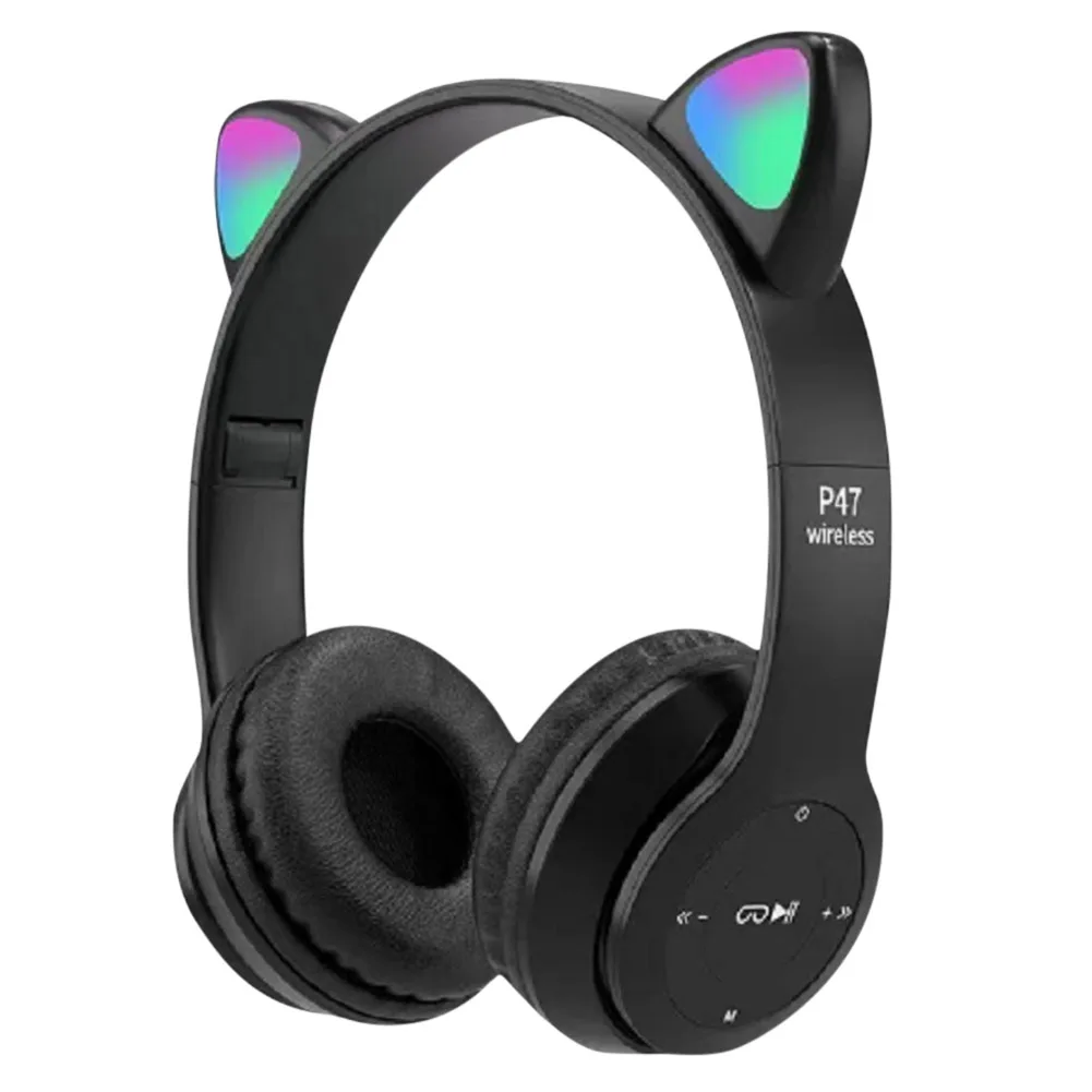 سماعات بلوتوث أذن قطة P47M لاسلكية LED مضيئة - Casque Bluetooth Sans Fil P47M Oreilles de Chat LED Lumineuses