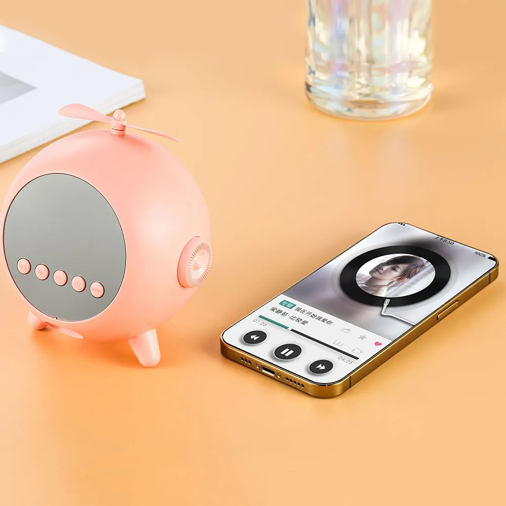 منبه رقمي بمرآة قابل لإعادة الشحن مع مكبر صوت بلوتوث 5.0 محمول - Réveil Miroir Numérique Rechargeable avec Haut-parleur Bluetooth 5.0 Portable