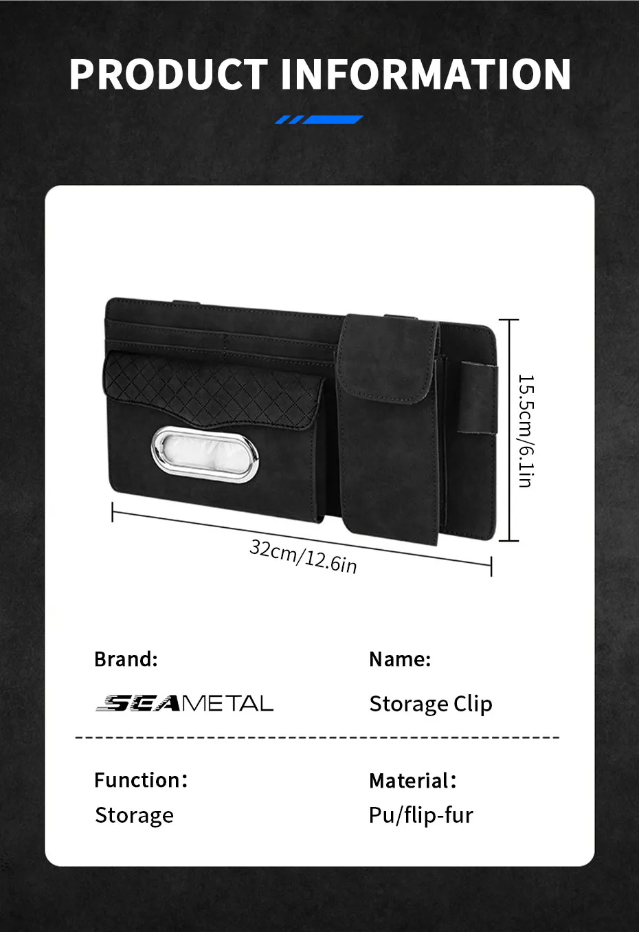 منظم حاجب شمس السيارة متعدد الوظائف من Quickdz Shop - Organisateur Pare-Soleil Voiture Universel Quickdz Shop avec Étui à Lunettes