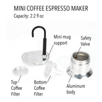 Cafetière Italienne Moka à Tube en Alliage d'Aluminium 50ml - ماكينة صنع قهوة الموكا الإيطالية بأنبوب من سبائك الألومنيوم