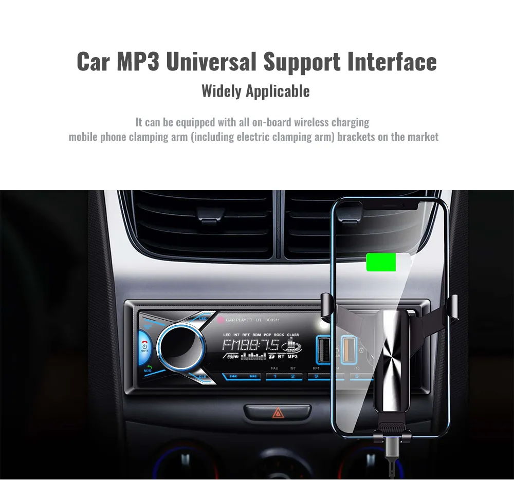 راديو سيارة 1DIN بلوتوث مع حامل هاتف مدمج FM/SD/TF/2USB 12V - Autoradio 1DIN Bluetooth avec Support Téléphone Intégré FM/SD/TF/2USB 12V
