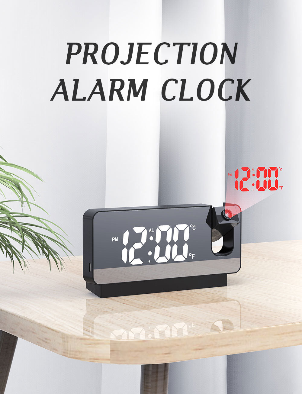 ساعة منبه رقمية LED ذكية مع جهاز عرض 180° ودرجة حرارة USB - Réveil Numérique LED Intelligent avec Projecteur 180° Température USB