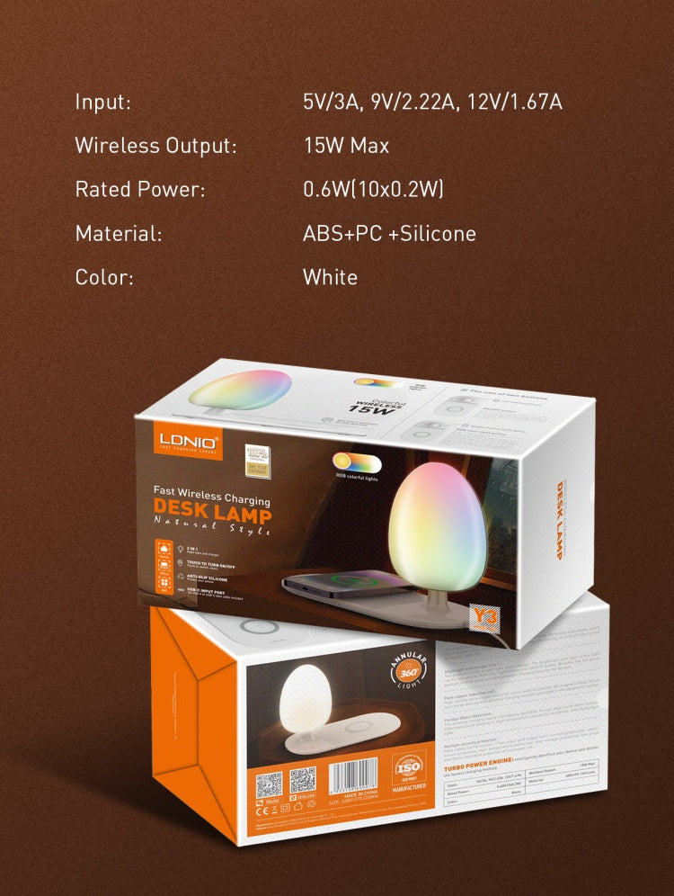 شاحن لاسلكي LDNIO Y3 مع مصباح ليلي 15W - Chargeur Sans Fil LDNIO Y3 avec Veilleuse 15W