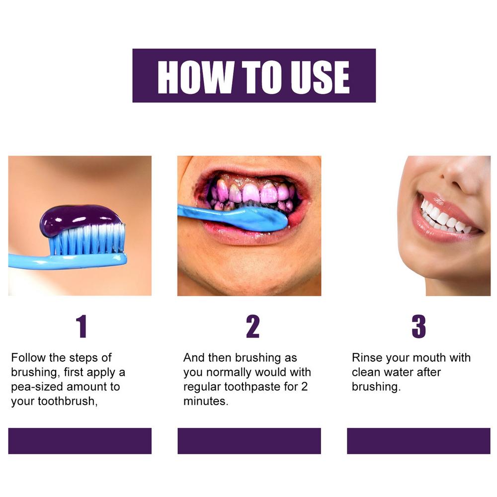 معجون أسنان بنفسجي لتبييض الأسنان ومصحح اللون 50 مل - يزيل البقع وينعش النفس - Dentifrice Blanchissant Violet Correcteur de Couleur 50ml - Élimine Taches & Rafraîchit l'Haleine