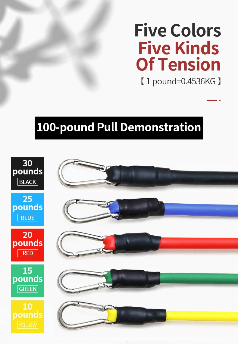 مجموعة أحزمة المقاومة 11 قطعة للرياضة المنزلية - Ensemble de Bandes de Résistance 11 pcs pour Sport à Domicile