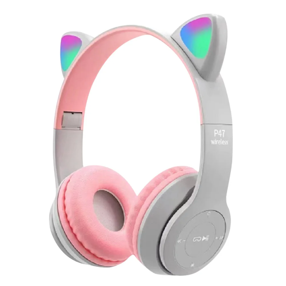 سماعات بلوتوث أذن قطة P47M لاسلكية LED مضيئة - Casque Bluetooth Sans Fil P47M Oreilles de Chat LED Lumineuses