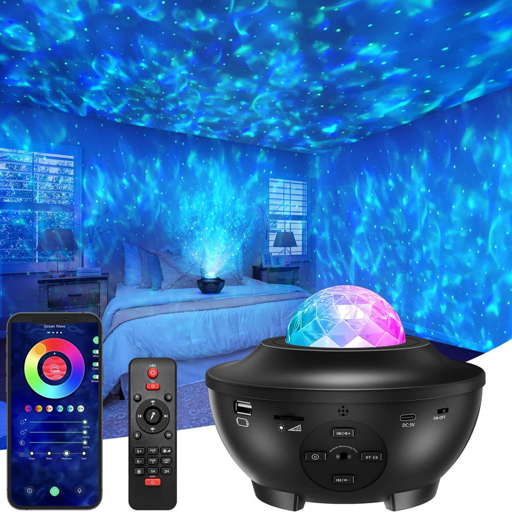 جهاز عرض النجوم المجرة 3D ليزر بلوتوث + مكبر صوت USB - Projecteur Galaxie Étoiles 3D Laser Bluetooth + Haut-parleur USB