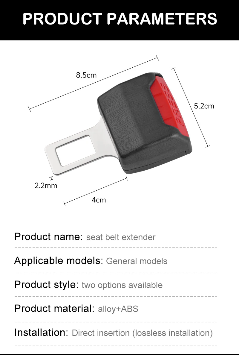 مُطيل حزام أمان سيارة (2 قطعة) مضاد للصفير - 2Pcs Rallonge de Ceinture de Sécurité Voiture Anti-Bip