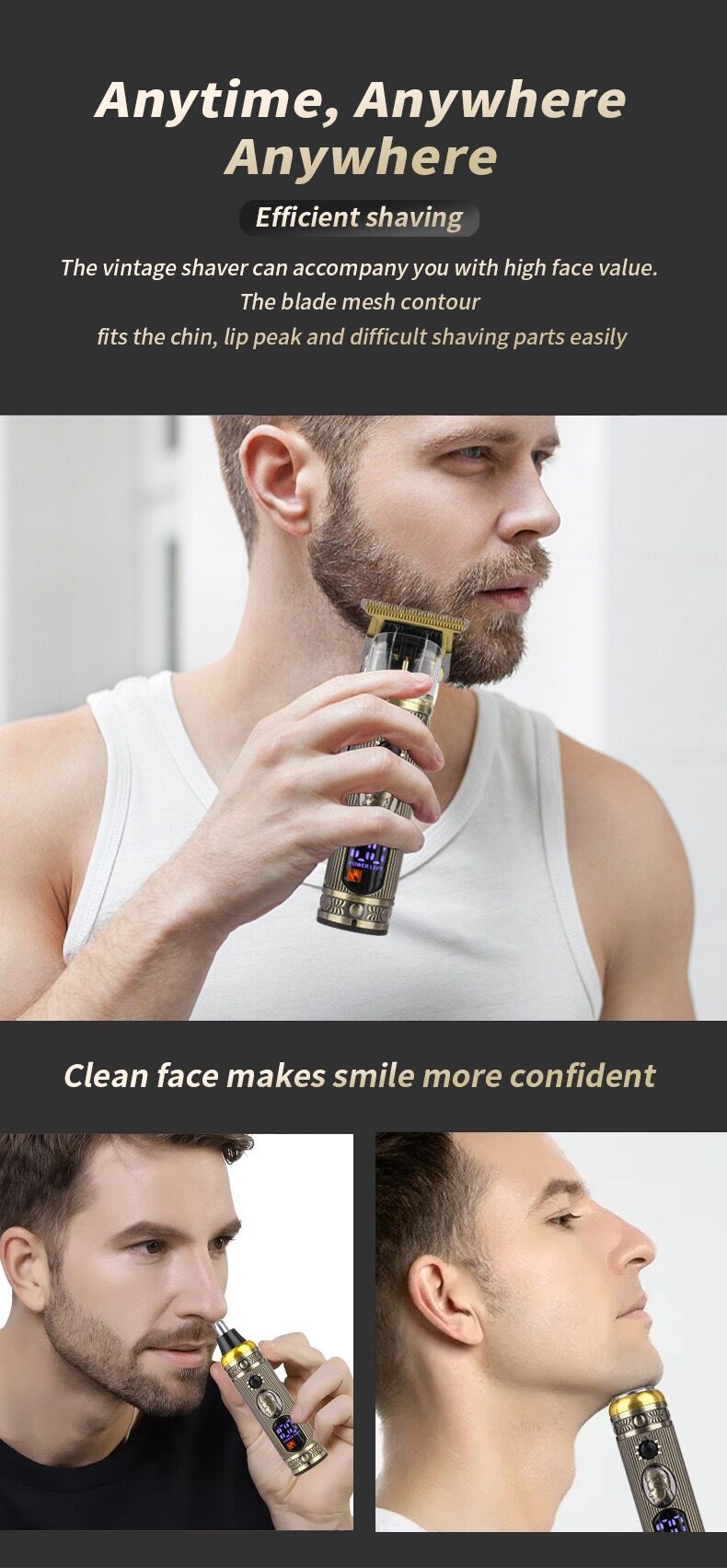 مجموعة ماكينة حلاقة كهربائية للرجال، ماكينة تشذيب اللحية والأنف، شحن USB، شاشة LCD - Rasoir Électrique Homme Multifonction, Tondeuse Barbe Nez USB, Écran LCD