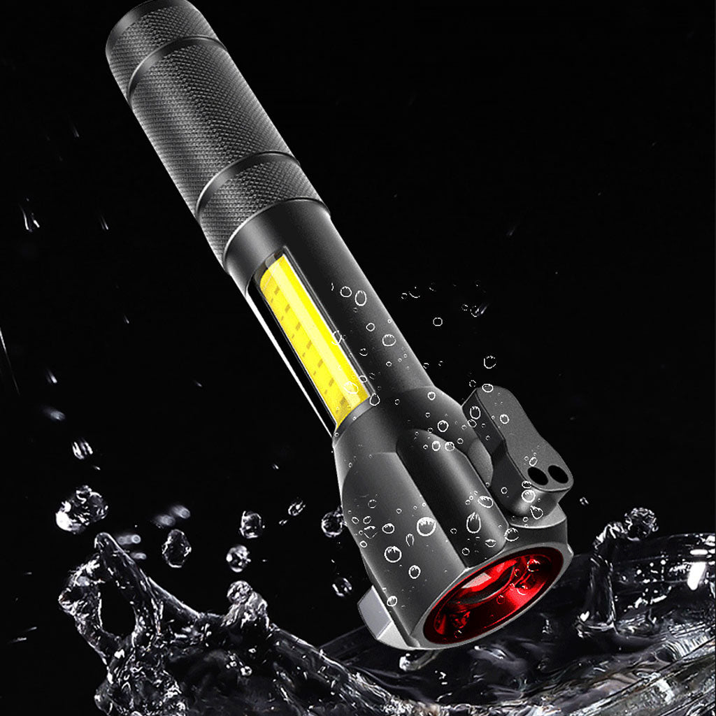 مصباح يدوي LED قابل لإعادة الشحن مع قاطع زجاج مدمج - 300 لومن - Lampe de poche LED rechargeable avec brise-vitre intégré - 300 Lumens